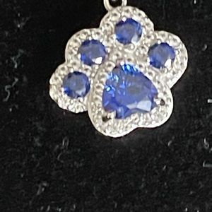 Sapphire and Diamond Paw Print necklaces and earrings
